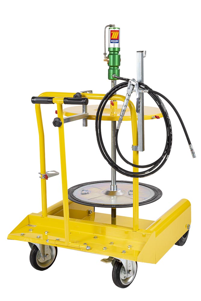 013-1130-000 Pneum. vetpomp op kar 180-220kg, 60:1 drievoudige verbinding