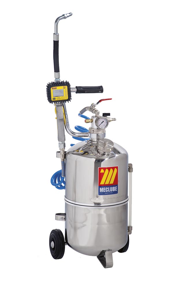 027-1308-000 Pneumatische oliedispenser, 24L RVS met digitaal oliepistool