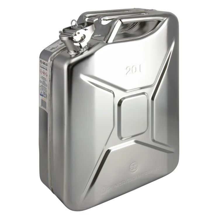 Stainless steel jerrycan for fuel