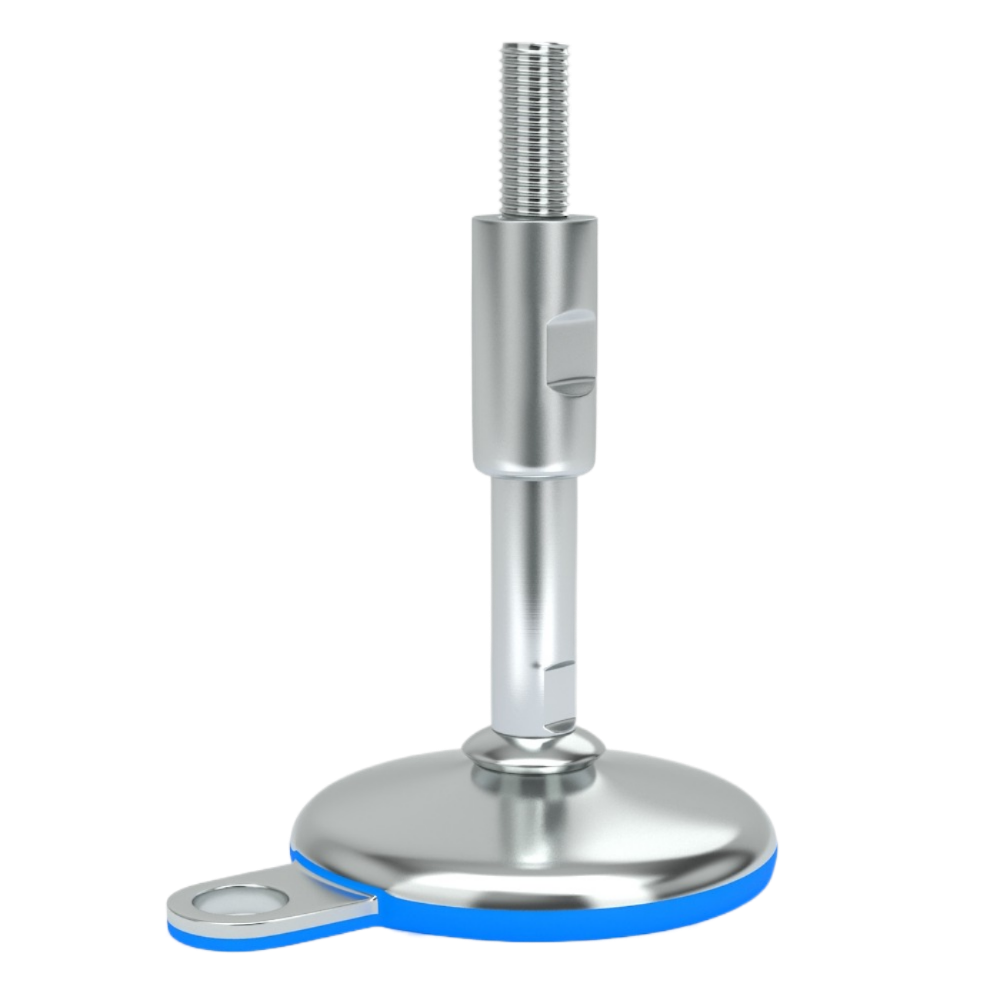 811106012135 Stelvoet RVS hygiënisch 3A ø60 M12x135 blauw 1 lip