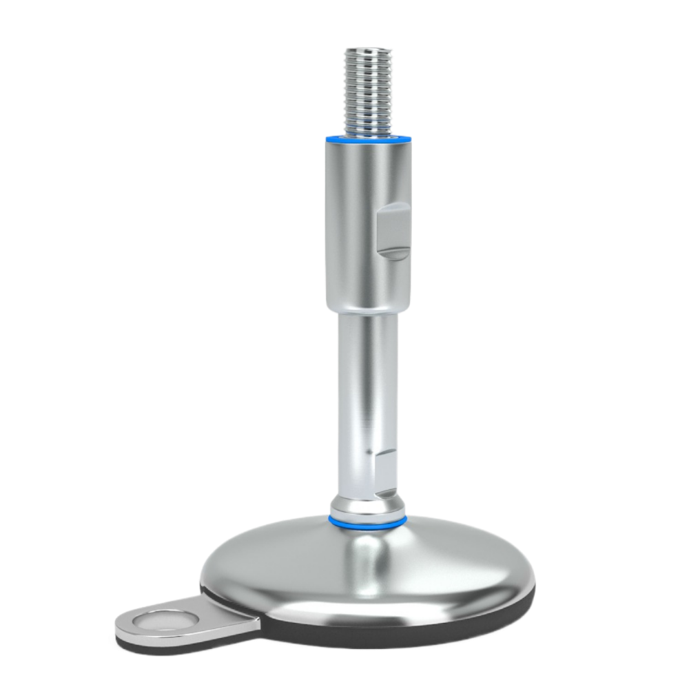 812106012135 Stelvoet RVS hygiënisch 3A ø60 M12x135 zwart 1 lip