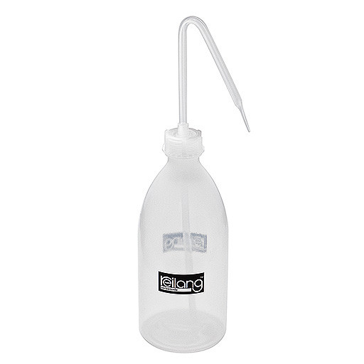Laboratory bottle with bent spout