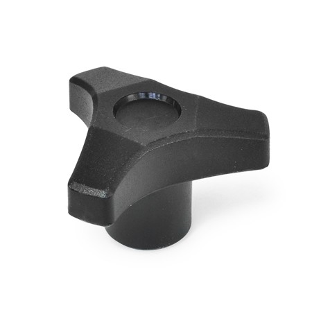 3-lobe knob V3/B brass threaded bush